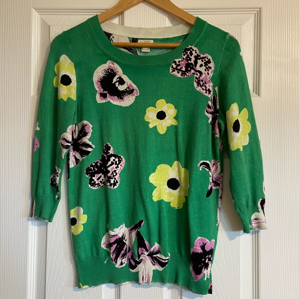 J CREW Vintage Inspired Floral Light Sweater S